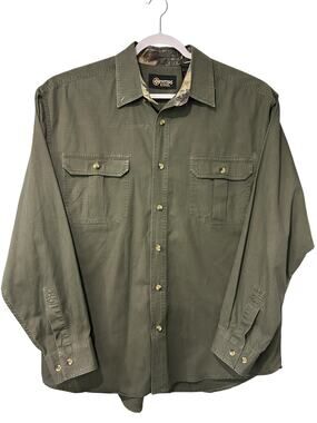 Outfitters Ridge Hunting Shirt XL Olive Ripstop Camo Trim Field Tactical
